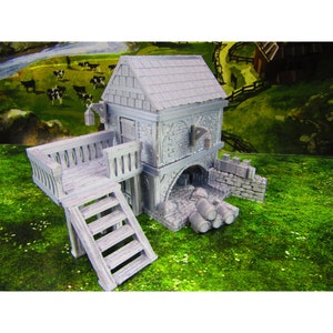 2 Floor Large River Grist Mill Grainery Scatter Terrain Scenery 3D Printed Model 28/32mm Scale Fantasy Tabletop Gaming Dungeons & Dragons