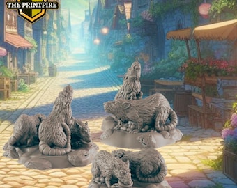 Rat Minis | Street Rodents Set | Dungeons and Dragons NPC Figure | Pathfinder DnD Wargaming RPG Character | 32mm Scale Model