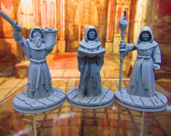 3pc Lot of Human Cultists / Worshipers / Summoners Mini Miniature 3D Printed Model 28/32mm Scale Fantasy Dungeons & Dragons RPG Tabletop