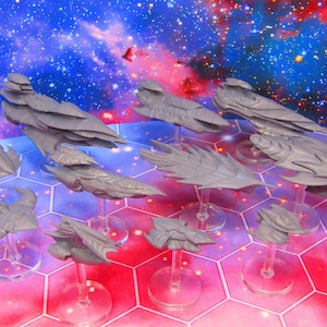11pc The Hive Bioship Fleet Space War Gaming Set w/ Flight Stands & Rods Starfinder Fleet Scale Starship Mini Miniature Spaceship