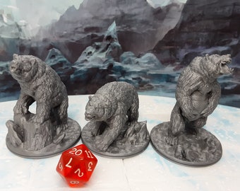 Large Bears Lot of 3 28mm Scale Figure for RPG Fantasy Games Dungeons & Dragons 3D Printed EC3D Wilds of Wintertide Mini Miniature Model