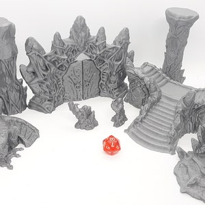 12 Piece Icy Palace Castle Set Scatter Terrain Scenery 28mm Dungeons & Dragons 3D Printed Mini Miniature Model Wilds of Wintertide