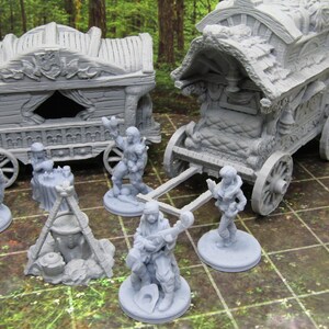 13 Piece Travelling Sideshow Camp w/ Wagons Scenery Terrain Mini Miniatures 3D Printed 28/32mm Scale RPG Fantasy Games Dungeons Dragons image 4