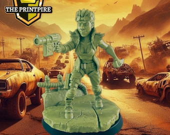 FEMALE CYBERPUNK BULLY | Post Apocalypse Bad Guy Miniature Figure | Wasteland Warfare Cyber Punk Dystopian Future | 32mm Scale Model
