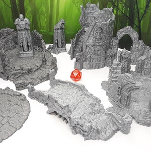 9 Piece Ruins Set Scatter Terrain Scenery 28mm Dungeons & Dragons 3D Printed Mini Miniature Model Tabletop War Gaming Wilds of Wintertide