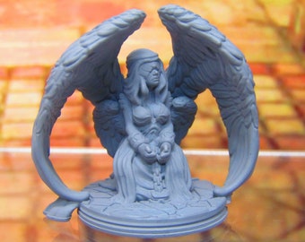 Fallen / Captured Angel Holy Order of Ash Mini Miniature 3D Printed Model 28/32mm Scale Fantasy Dungeons & Dragons RPG Tabletop Gaming