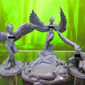 Lot of 3 Harpies Harpy Bird Monsters Mini Miniature Figure 3D Printed Model 28/32mm Scale Fantasy RPG Tabletop Gaming Dungeons & Dragons
