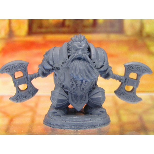 Sinar the Fearless Axe Wielding Warrior Dwarf Mini Miniature 3D Printed Model 28/32mm Scale RPG Fantasy Games Dungeons & Dragons