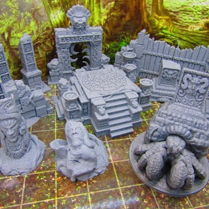 16 pc Ancient Jungle Temple Ruins Scatter Terrain Scenery 3D Printed Model 28/32mm Scale Fantasy RPG Tabletop Gaming Dungeons & Dragons
