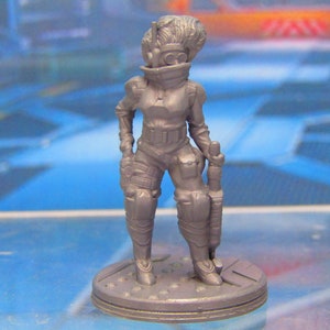 Female Human Cyberpunk Bounty Hunter Mercenary Mini Miniature 3D Printed Model 28/32mm Scale Sci Fi Science Fiction RPG Tabletop Gaming