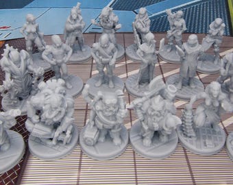 Sci Fi Mini Set 2 - 18 pc Humans, Dwarves, & Humanoids Miniatures Set 3D Printed Model 28/32mm Scale Science Fiction RPG Tabletop Gaming