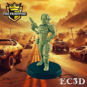 Female Vault Dweller Girl | Wasteland Explorer | Post Apocalypse Bad Guy Miniature Figure | Wasteland Warfare Cyber Punk Dystopian Future |
