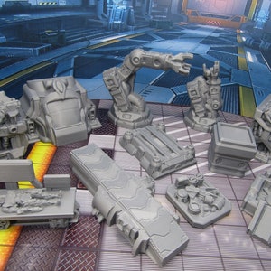 11 Piece Droid Manufacturing Factory Scatter Terrain Scenery 3D Printed Model 28/32mm Scale Sci Fi Science Fiction RPG Tabletop Gaming