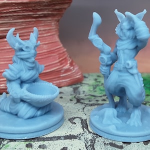 Catfolk Pair Seer and Guide Mini Miniatures 28mm Figure RPG Tabletop Gaming Dungeons & Dragons 3D Printed Resin Empire of Scorching Sands