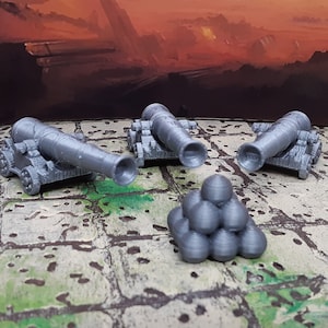 Lot of 3 Cannons Siege Weapons Pirate Ship, etc. 28mm Scale Scatter Terrain 3D Printed Model RPG Tabletop Game Dungeons & Dragons OpenForge