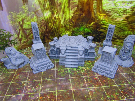 7pc Ancient Jungle Temple Ruins Scatter Terrain Scenery 3d Etsy