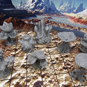 Alien Planet Trees & Flora Scatter Terrain Scenery Miniature 3D Printed Model 28/32mm Scale Sci Fi Science Fiction RPG Tabletop Gaming