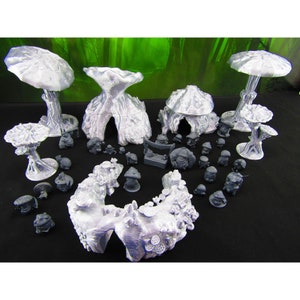 Mushroom Forest Myconid Shroomie Village Set w/ minis Scatter Terrain Scenery Mini Miniature Model 28mm/32mm Scale RPG Tabletop Gaming