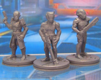 3pc Human Sci Fi Soldier Alliance Patrol Set Mini Miniature 3D Printed Model 28/32mm Scale Sci Fi Science Fiction RPG Tabletop Gaming