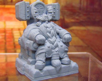 Dwarven King on Stone Dwarf Throne Mini Miniature Dwarf 3D Printed Model 28/32mm Scale Fantasy Dungeons & Dragons RPG Tabletop Gaming