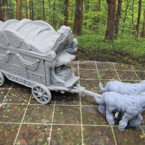 Travelling Merchant's Wagon & Horses Scenery Terrain 3D Printed Model 28/32mm Scale RPG Fantasy Games Dungeons Dragons Tabletop Gaming