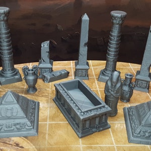 13 Piece Egyptian Tomb Decoration Set Mummy Pharaoh Scatter Terrain Scenery Tabletop Gaming Mini Miniature Models 28-32MM 3D Printed