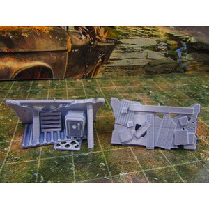2pc Junk Wall Settlement Barricade B Scatter Terrain Scenery Wasteland Apocalypse Dystopian Mini Miniature Model 28mm/32mm Scale Wargaming