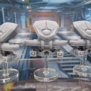 Lot of 3 Attack Drones w/ Flight Stands Mini Miniature 3D Printed Figure Model 28/32mm Scale Sci Fi Science Fiction RPG Tabletop Gaming