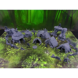 Prehistoric Caveman Tribal Village Rampart Set Mini Miniature Model Character Figure 28mm/32mm Scale RPG Tabletop Gaming Wargaming D&D etc.