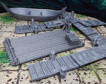Set De 5 Barcas En Miniatura Para Escenarios De Fantasía – Escala 28-32 Mm, Compatible Con D&D, Warhammer Y Juegos De Rol, Impresión 3D En PLA Gris ( LM3D) 185x75 Mm
