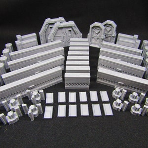 Map Building Walls Tile Set | Sci Fi Style | Scatter Terrian Scenery | DnD Wargaming Mini | 28/32mm Scale Model | Dungeons and Dragons