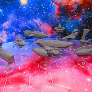 11pc The Sylwarin Military Space War Gaming Set w/ Flight Stands & Rods Starfinder Fleet Scale Starship Mini Miniature Spaceship Lot