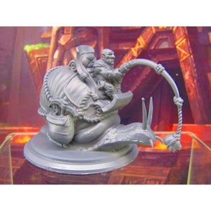Snail Mount With Deep Gnome Rider Mini Miniature Figure 3D Printed Model 28/32mm Scale RPG Fantasy Games Dungeons & Dragons Gaming