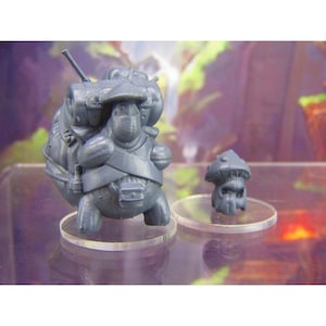 Shroomie Travelling Merchant & Pup Pair Mushroom Men Myconid Fungus Folk Mini Figures 3D Printed Model 28/32mm Scale RPG Dungeons n Dragons