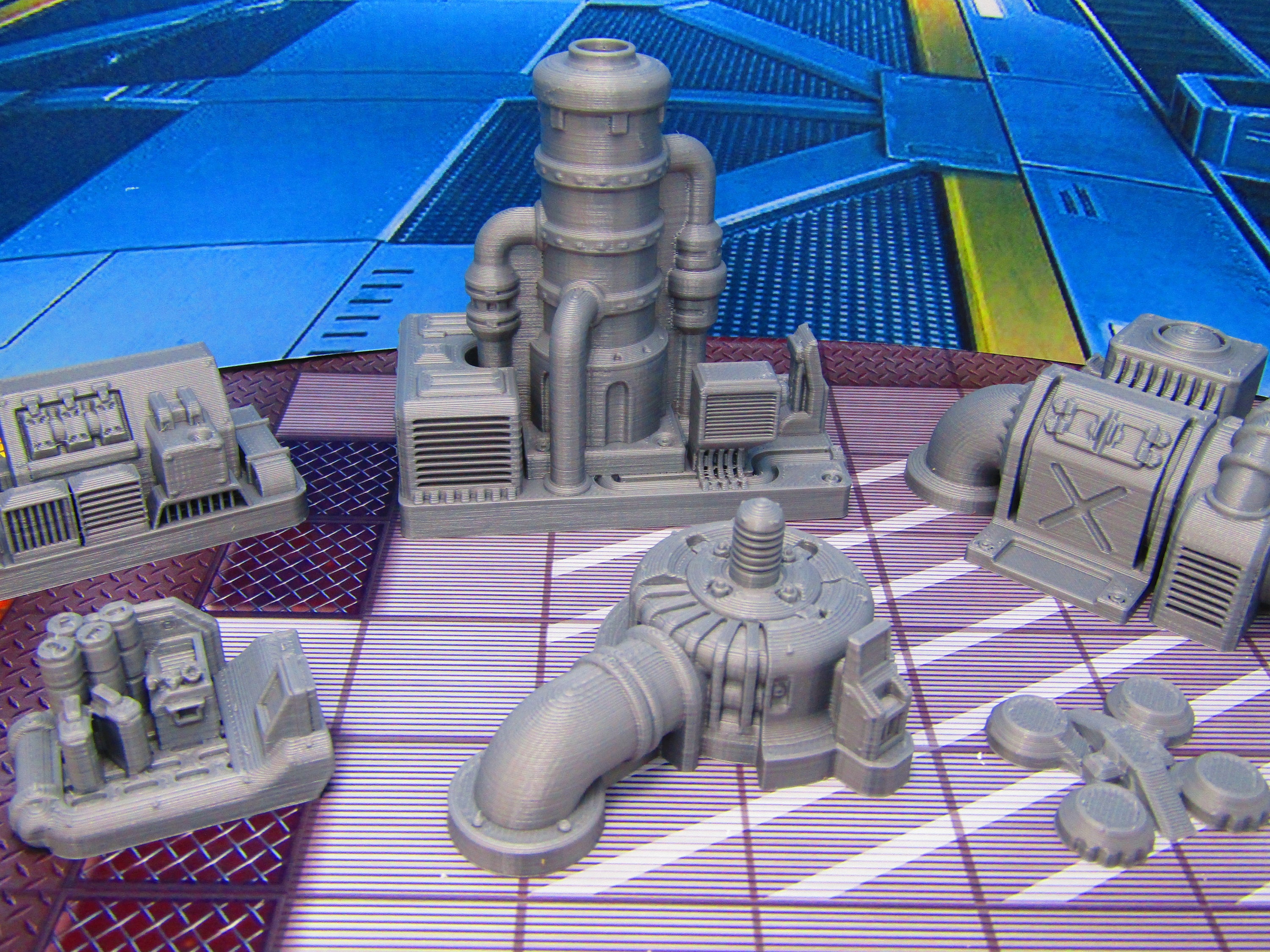 6 Pc Spaceship Engine Room Mechanical Miniature Scatter Terrain Scenery ...