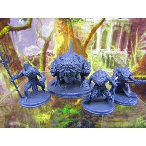 4pc Deepfin Tribe Marloch Race and Monstrosity Mini Miniature Figure 3D Printed Model 28/32mm Scale RPG Fantasy Games Dungeons & Dragons