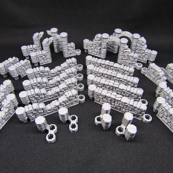 Stone Wall Ruins Tabletop RPG Terrain | Miniature Modular Gaming Scenery for Battlefields Dungeons Castles