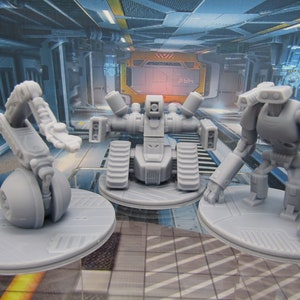 Lot of 3 War Droids Battle Robots Mini Miniature 3D Printed Figure Model 28/32mm Scale Sci Fi Science Fiction RPG Tabletop Gaming