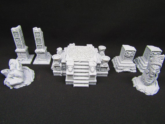 7pc Ancient Jungle Temple Ruins Scatter Terrain Scenery 3d Etsy