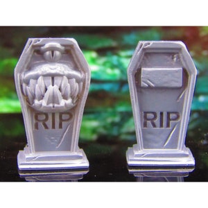 Tombstone Gravestone Graveyard Mimic Pair B Mini Miniature Model Character Figure 28mm/32mm Scale RPG Tabletop Gaming Wargaming D&D etc.