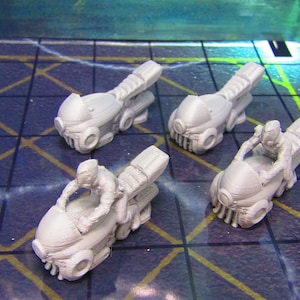 4x Hover Bikes Vehicles With & W/O Rider Terrain Scenery Miniature 3D Printed Model 28/32mm Scale Sci Fi Science Fiction RPG Tabletop Gaming