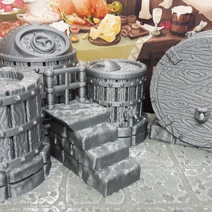 3 Piece Dwarven Brewing System with Fermentation Cask 28mm Scale Scatter Terrain 3D Printed Model RPG Tabletop Game Dungeons & Dragons