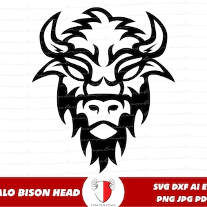 Buffalo, Bison head Silhouette, Animal SVG, Sport logo clipart, sport mascotte png, emblema scuola toro, file digitale logo squadra, natura dxf