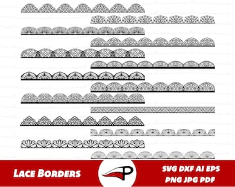 Lace Borders SVG Bundle, Lace Papierbänder png, dekorative Trenner Clipart, lasergeschnittene Dateien für Cricut und Glowforge.