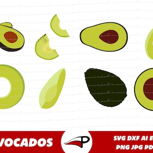 Avocats SVG Bundle, Légumes réalistes PNG Pack, Guacamole svg Set Avocado DXF laser cut file for crafters