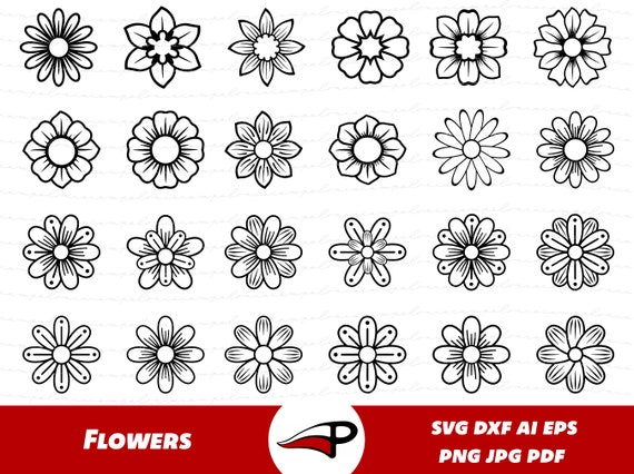 Cute Flower SVG Bundle Flower Heads Png Floweret and Floret | Etsy
