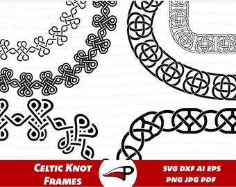 Bundle de cadres de noeud celtique, png de frontières de Viking Norsk, pack de cliparts celtique, fichiers découpés au laser pour Cricut et Glowforge.