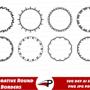 Circle Border SVG Bundle, Frames Circle SVG, Monogram Frame svg, Fancy Frames svg, Round Frame Clipart png, Circle png