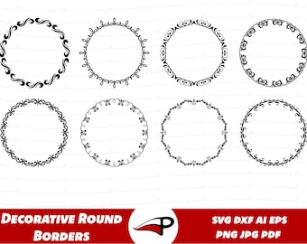 Circle Border SVG Bundle, Frames Circle SVG, Monogram Frame svg, Fancy Frames svg, Round Frame Clipart png, Circle png