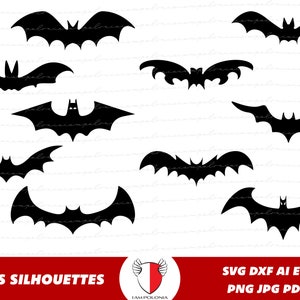 Bats SVG Bundle | Halloween Flying Bats Clipart | Scary Bat Silhouettes for Cricut & Silhouette | Bat PNG Cut Files